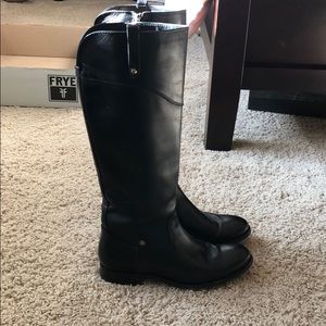 Frye Melissa Button Black Reg Calf Tall 8.5